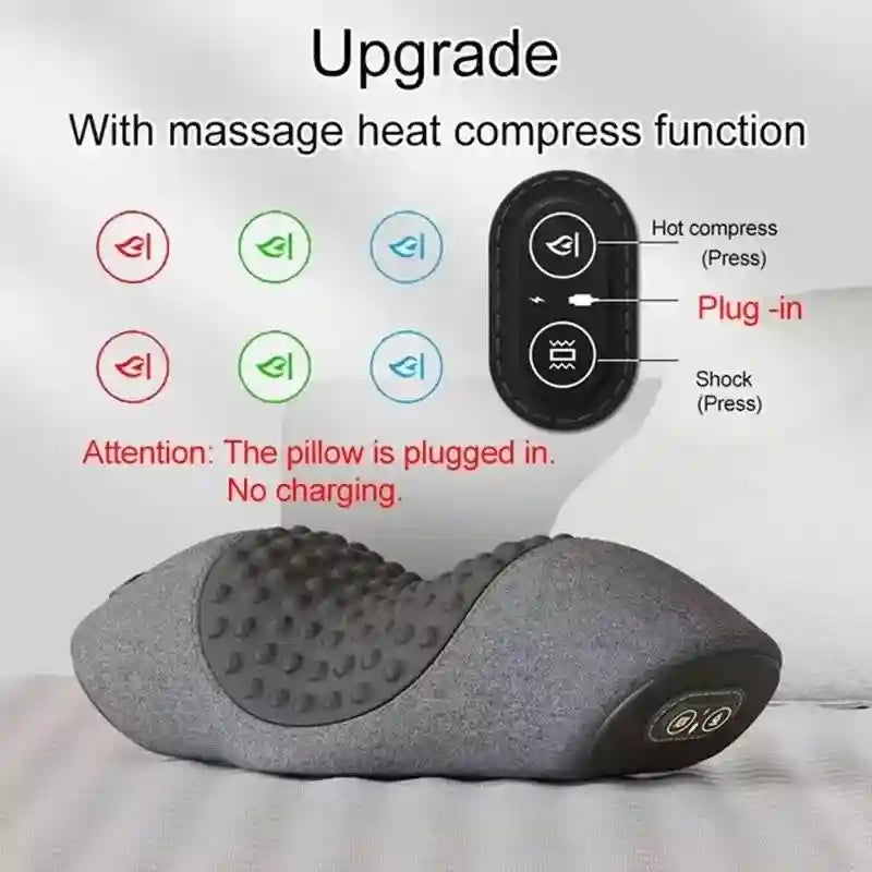 Electric Neck Massage Pillow with Heat and Vibration for Cervical Relief Massage Roller Heat-Massage Tidesmit