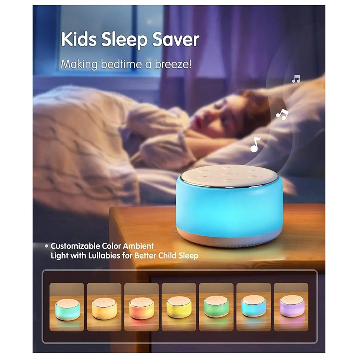 11·11COUPON White Noise Sound Machine Baby for Sleeping with Night Light - 34 Soothing Sounds, Rechargeable White Noise Machine