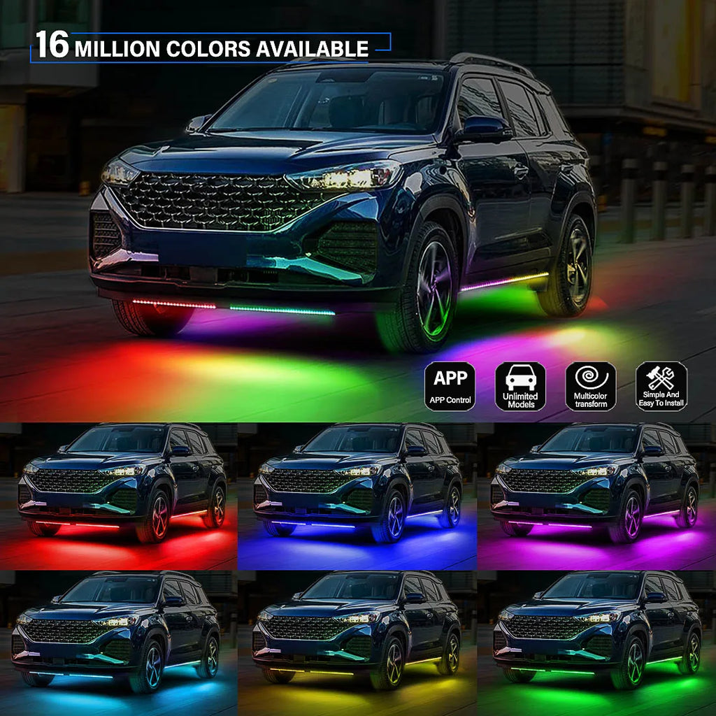 RGB LED Underglow Car Lights | App Controlled Flowing Neon Lighting Kit Tidesmit