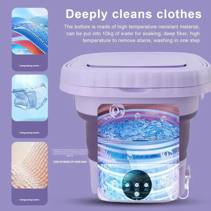 Tidesmit 8L portable foldable washing machine featuring spin dryer for delicate laundry like socks and underwear