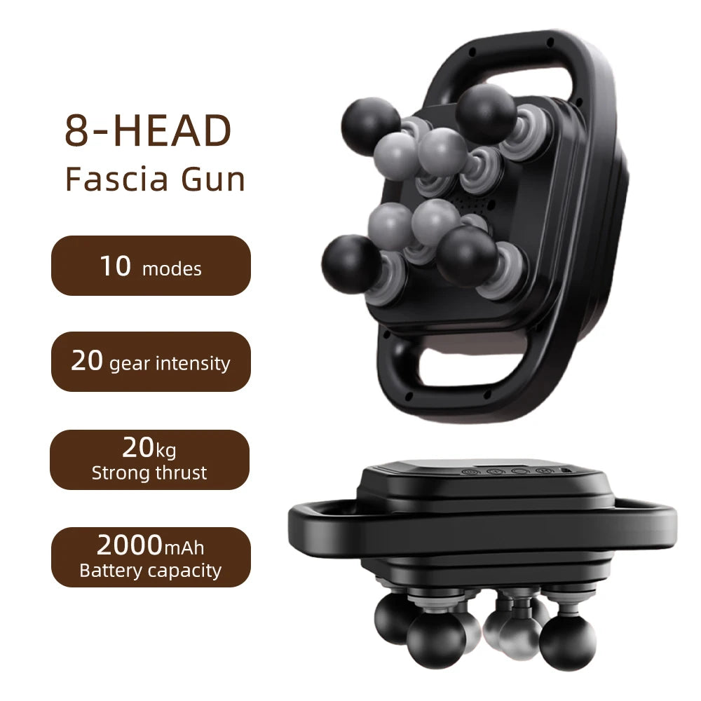 Deep Tissue Massage Gun with 99 Speed Settings and Heat Therapy Back Massage Instrument 8 head Tidesmit