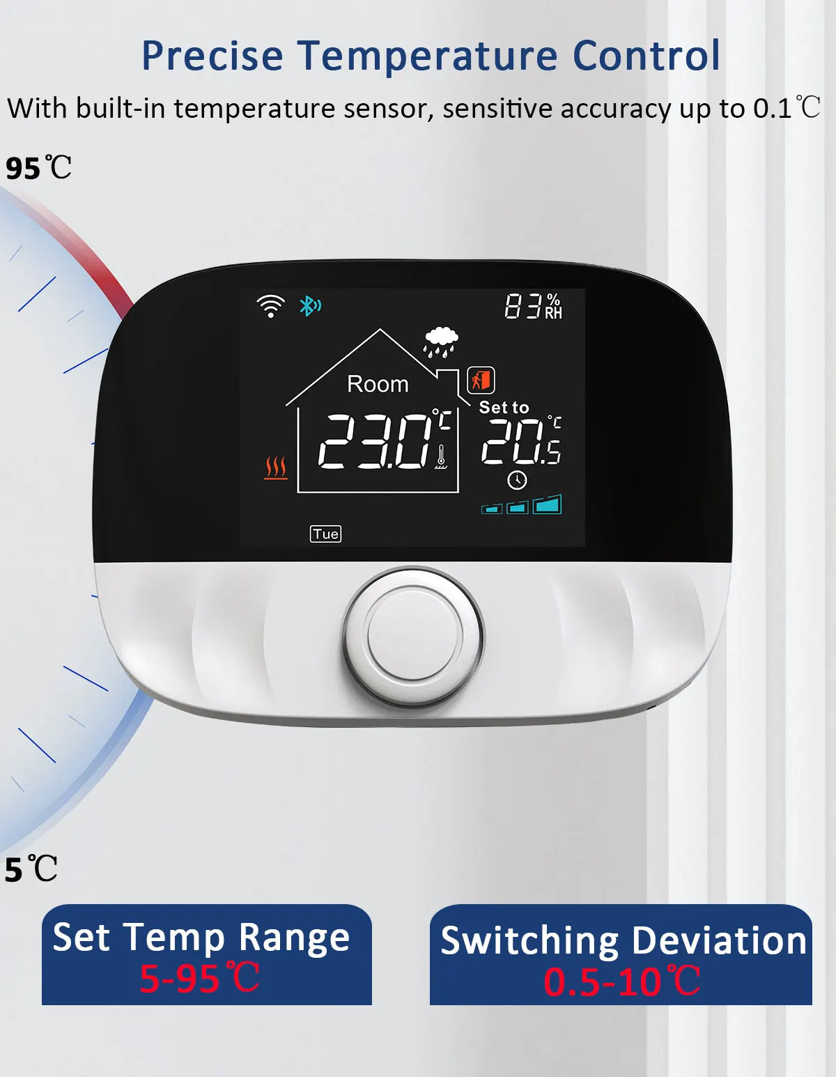 WiFi Smart Thermostat for Gas Boiler | App-Controlled Wireless Heating Tidesmit