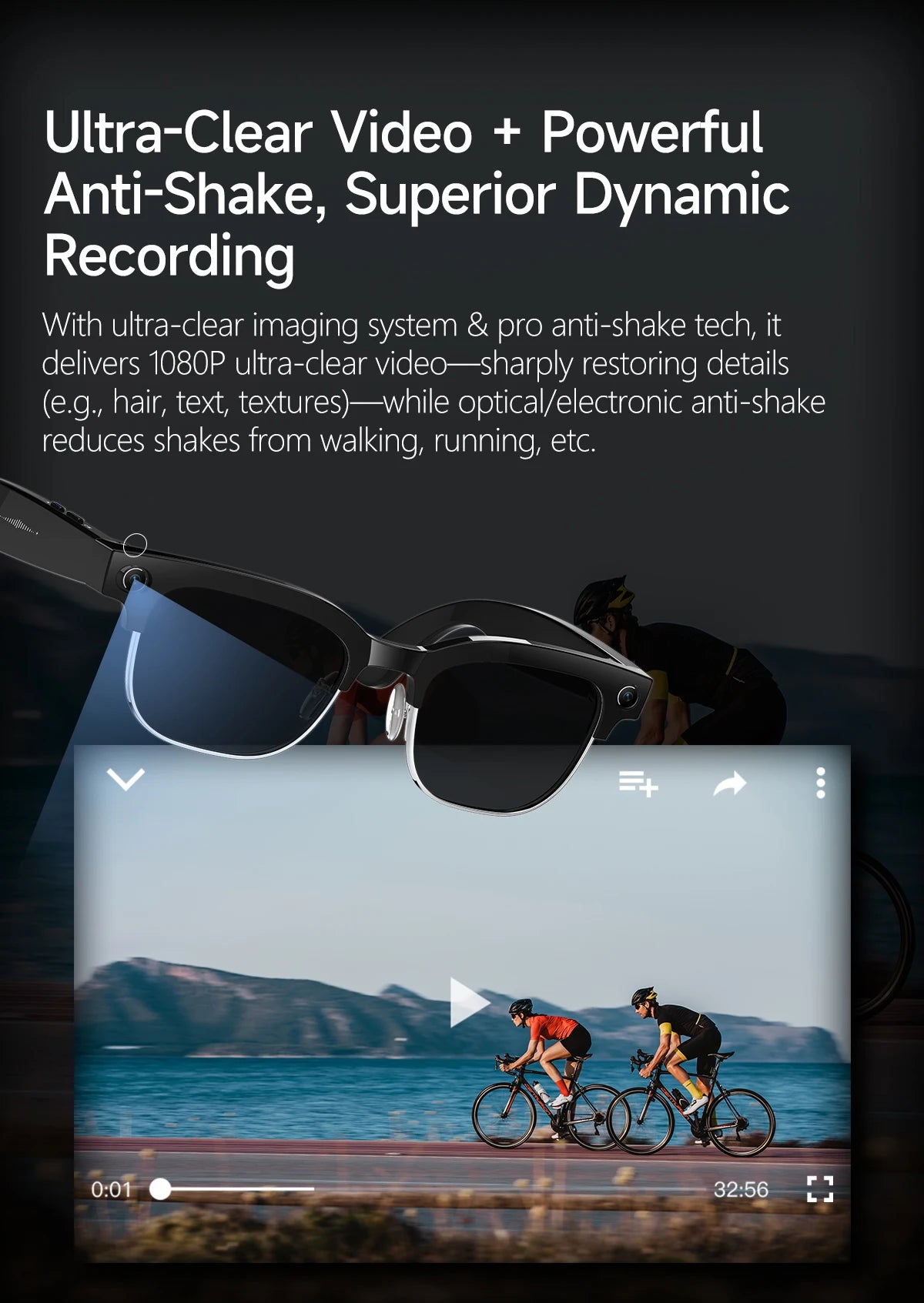 AI Smart Glasses with 4K Camera, Bluetooth, and Spatial Audio - Tidesmit Tidesmit