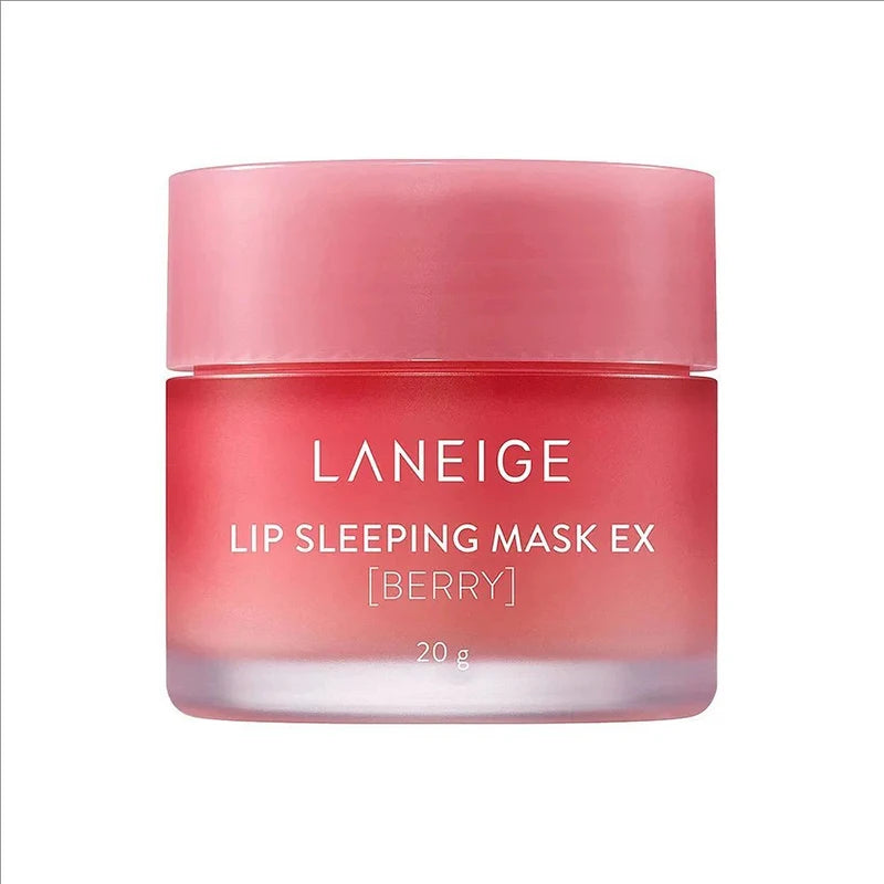 Laneige Lip Sleeping Mask EX in Berry, 20g jar with pink lid, hydrating glossy texture for soft, nourished lips.