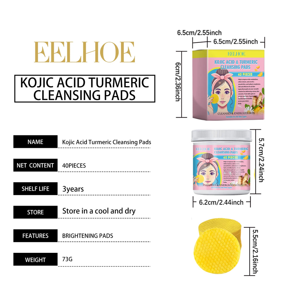 Turmeric Kojic Acid Cleansing Pads Exfoliating Pads Facial Sponges For Cleansing Exfoliating Daily Cleansing Skin Care Tools