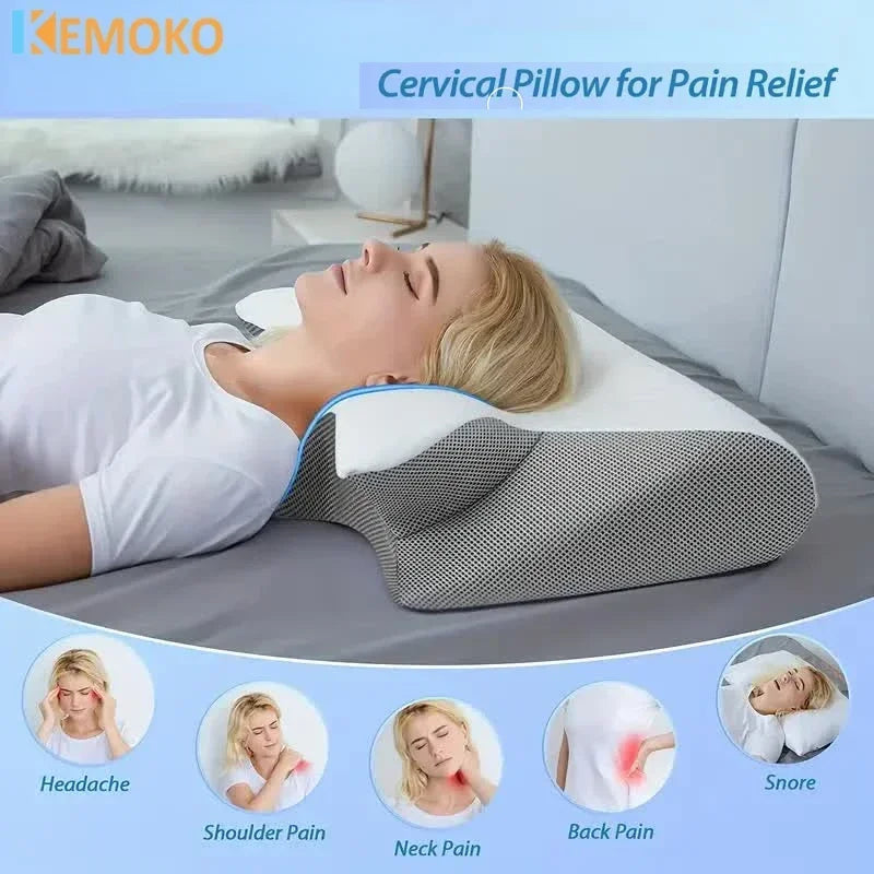 Memory Foam Butterfly Pillow | Ergonomic Cervical Support for Spine Alignment Relaxation Treatment Tidesmit