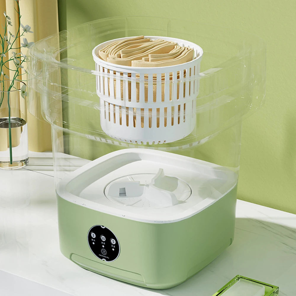 Tidesmit portable ultrasonic folding washing machine side view showing 11L capacity bucket for travel laundry