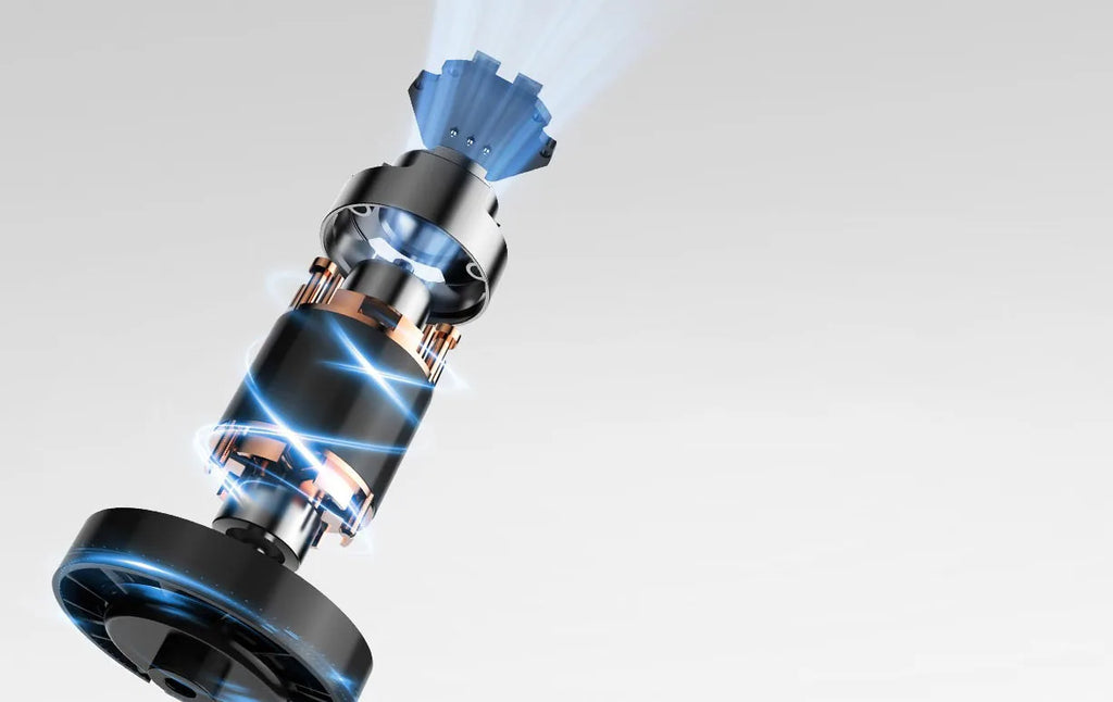 MIJIA H501 SE high-speed hair dryer 110k RPM motor diagram showing powerful airflow and professional drying tech.