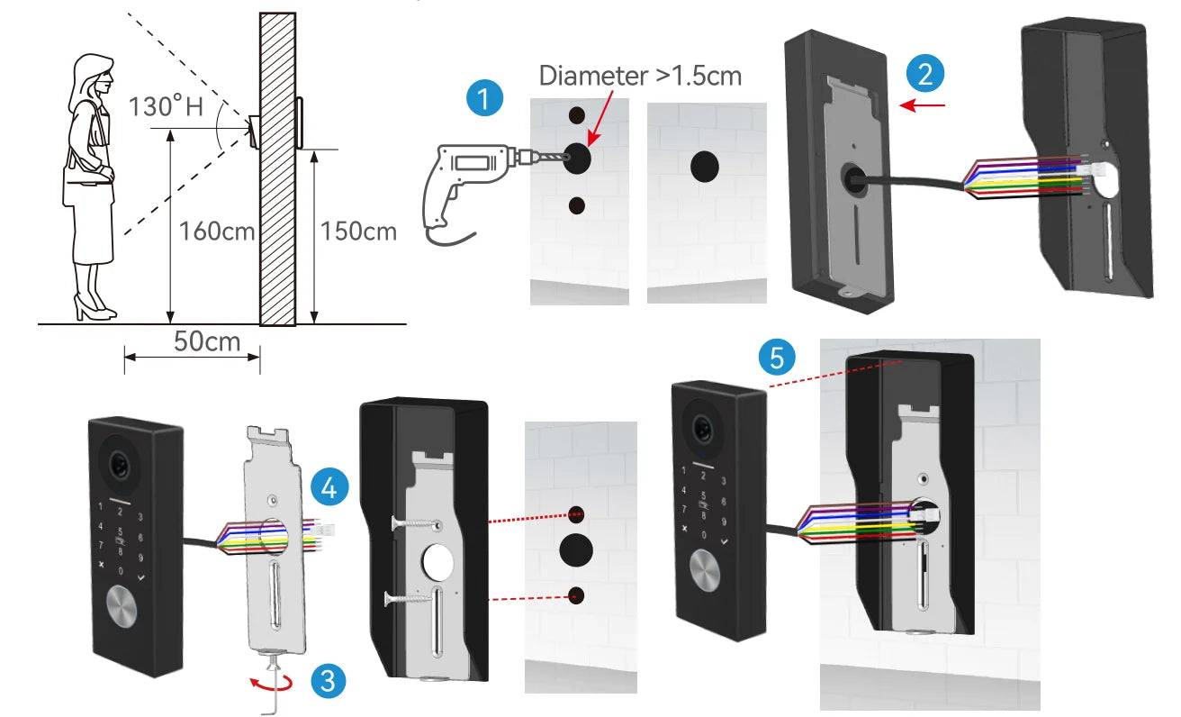 2-Wire TUYA Smart Video intercom doorbell 1080P Waterproof Camera 5G Wifi 7/10inch Touch Screen Support Password Inductive Card