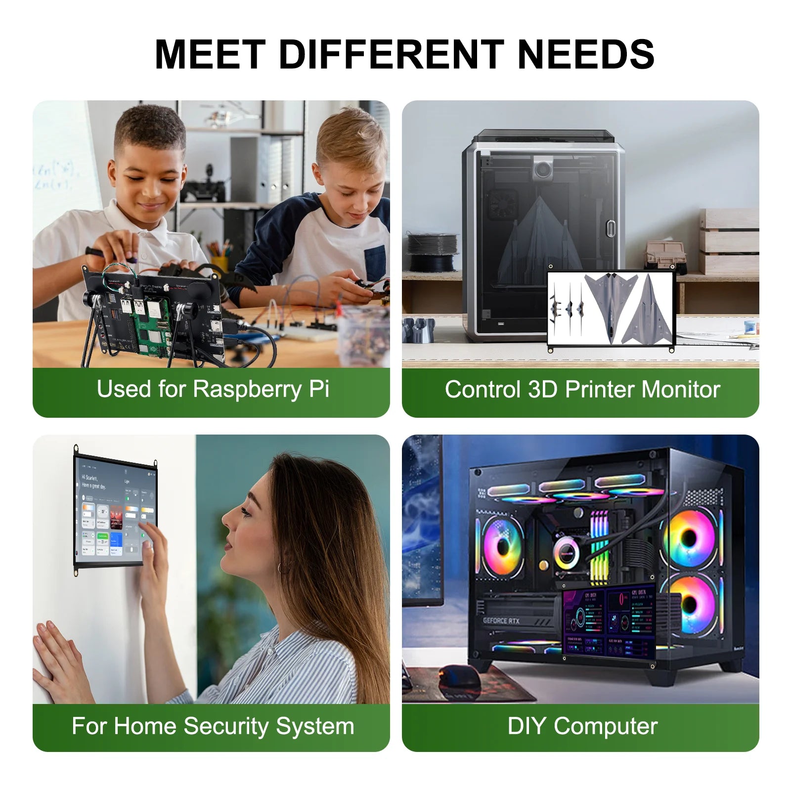8 Inch Raspberry Pi Touch Monitor 1920×1200 IPS 10-Point Touch Screen Built-in Speaker HDMI Display for Pi 5 4B PC Case 3D Print