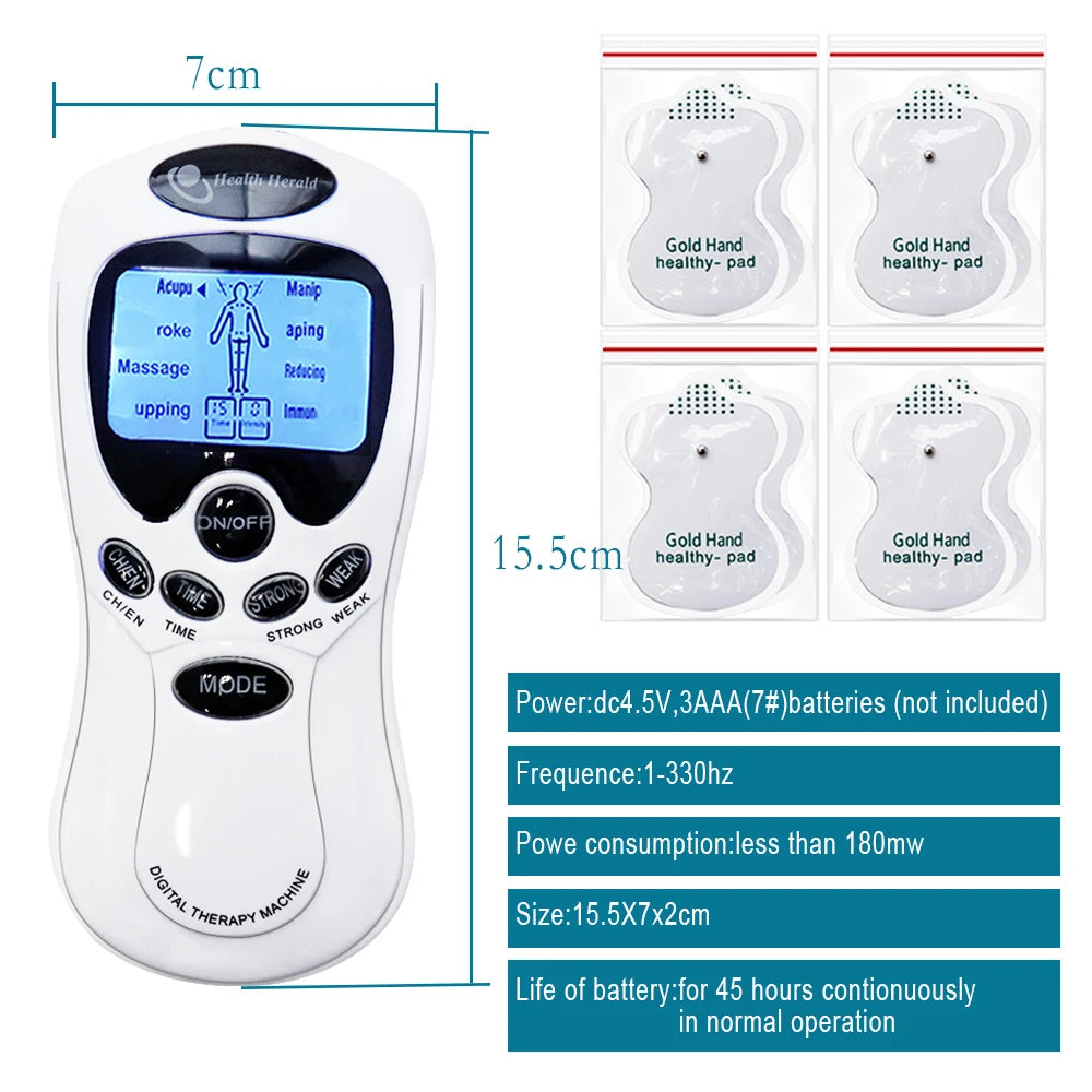 TENS Unit Muscle Stimulator - Portable Pain Relief Massager by Tidesmit Relaxation Treatment Tidesmit