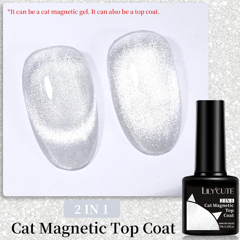 Magnetic Cat Eye Gel Nail Polish – Reflective UV Soak Off Kit Permanent Makeup Machines Cat Top Coat Tidesmit