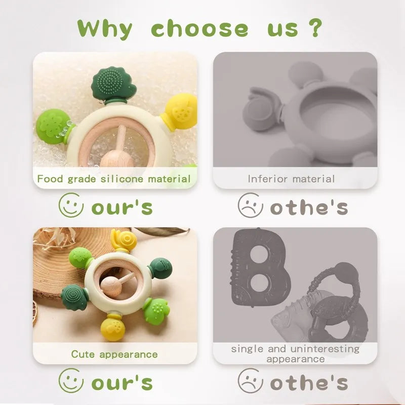 1Pcs Food Grade Baby Silicone Teether Toy Cartoon Car Nursing Teething Ring BPA Free Newborn Health Molar Chewing Accessorie Toy