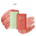 Tidesmit Pixi On-the-Glow cream blush stick in juicy ruby shade showing hydrated buildable makeup texture close-up