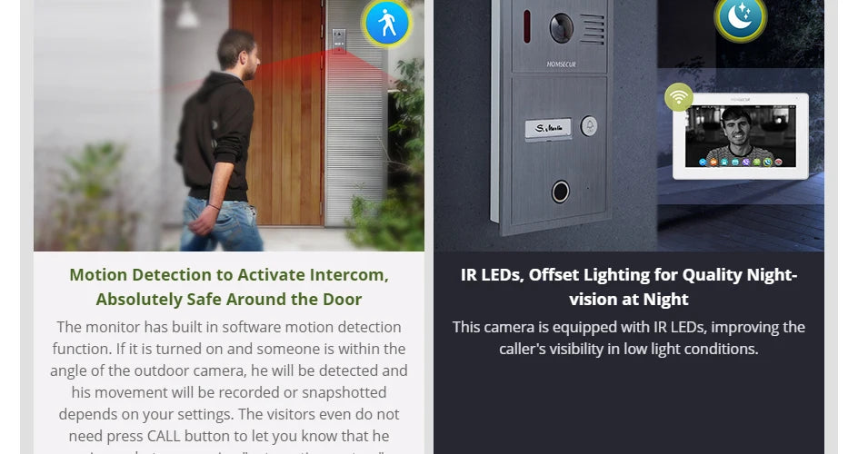 HOMSECUR 4 Wire Tuya Smart 7" WIFI 1080P Video Phone Doorbell Intercom IP65 Camera Fingerprint IC Keyfobs Access Snapshot Record