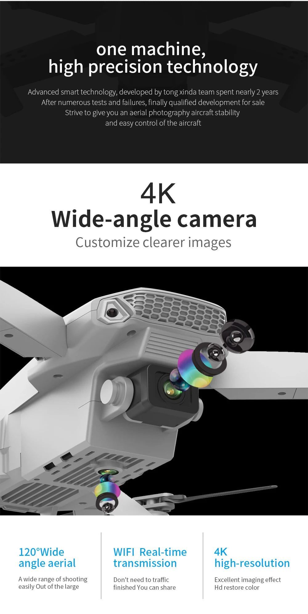 4K Camera Drone Foldable Quadcopter - Wide Angle Lens & Stable Flight Tidesmit