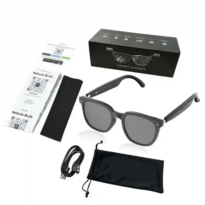 AI Intelligent Translation Glasses with Real-Time Spatial Audio Tech Black Grey Tidesmit
