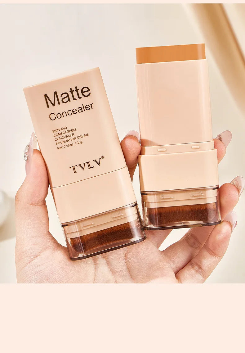 Tidesmit dual-ended foundation stick texture close-up showing nine-color waterproof non-cakey concealer coverage