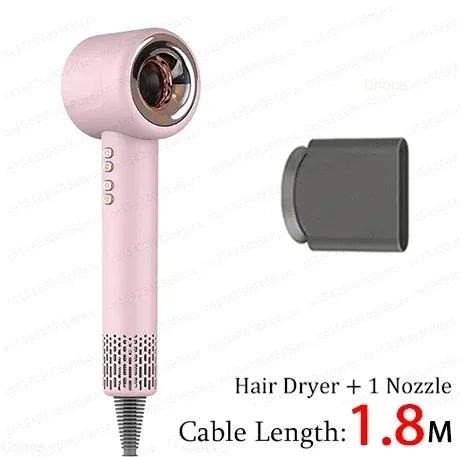 Pink 1600W leafless ionic hair dryer with magnetic styling nozzle for fast, professional hair care and salon styling.