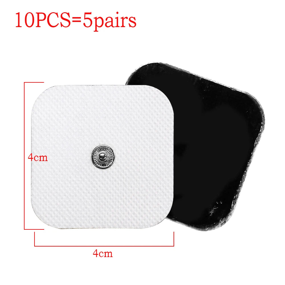TENS Unit Electrode Pads: Reusable Muscle Stimulator Gel Sets Back Massage Instrument 4x4cm 10pcs Tidesmit