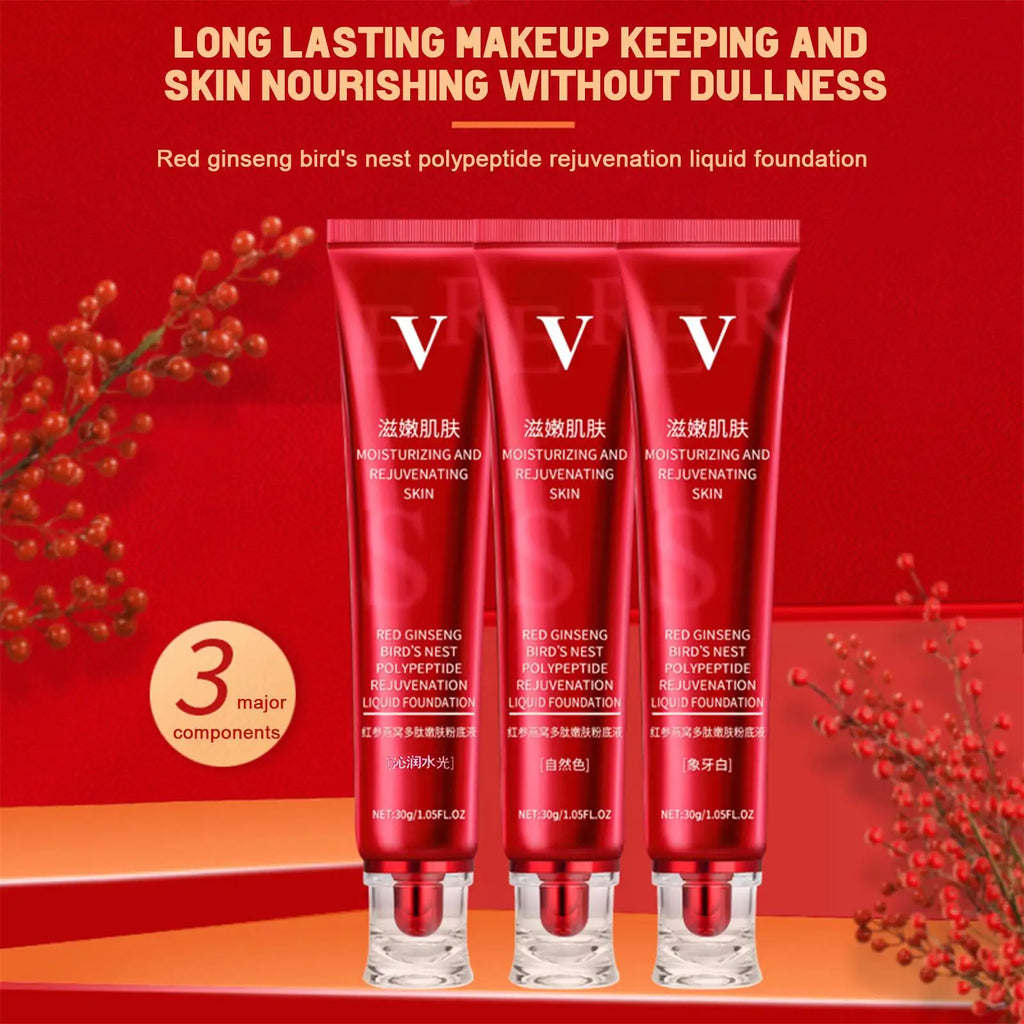 Tidesmit 30g Red Upgrade FV waterproof foundation texture close-up for full coverage oil control and hydration