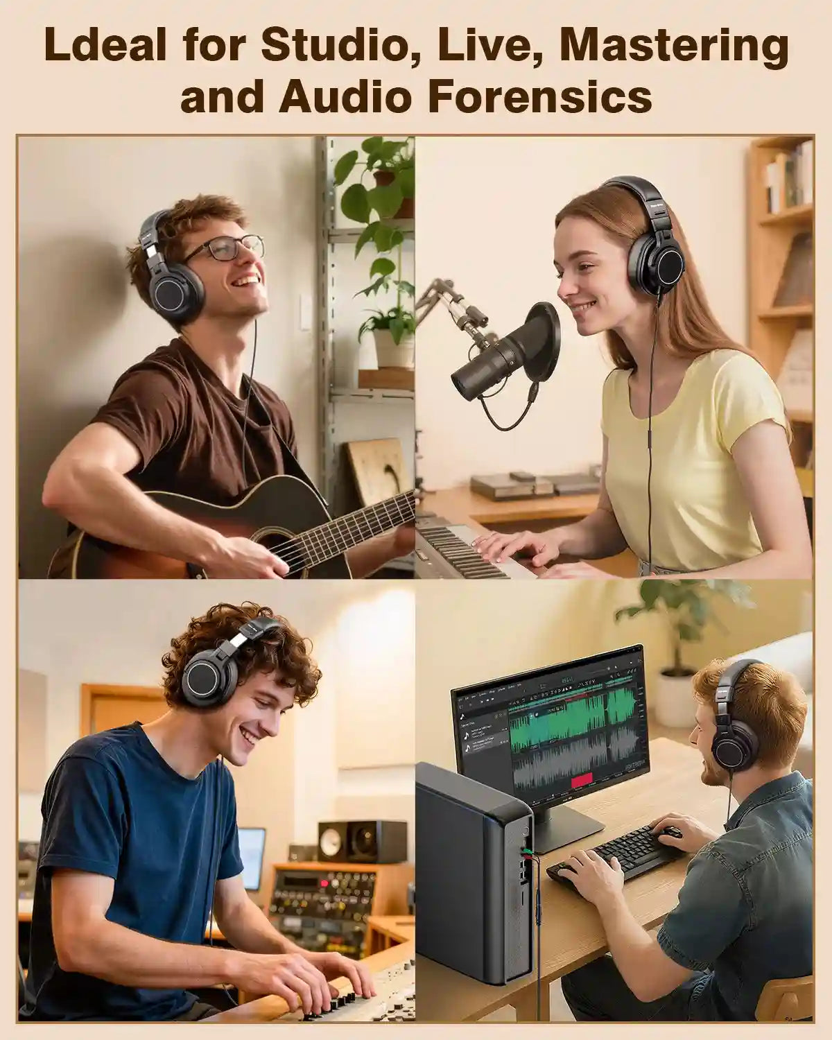 Wired Studio Headphones - Hi-Res Audio Monitoring for Producers Tidesmit