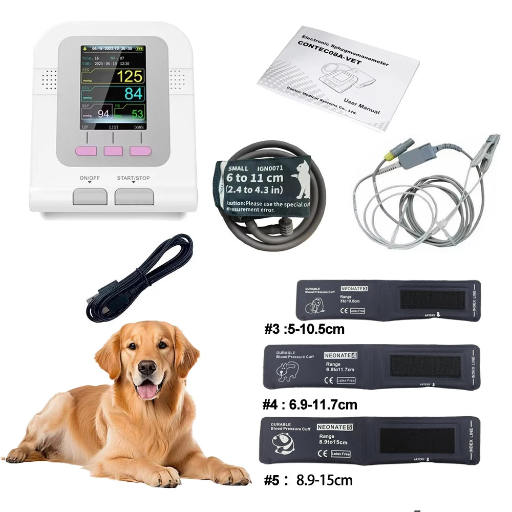 CONTEC08A Vet Use Electronic Sphygmomanometer Digital Blood Pressure Veterinary Vet Use Monitor Pets Dog Cat Horse Etc