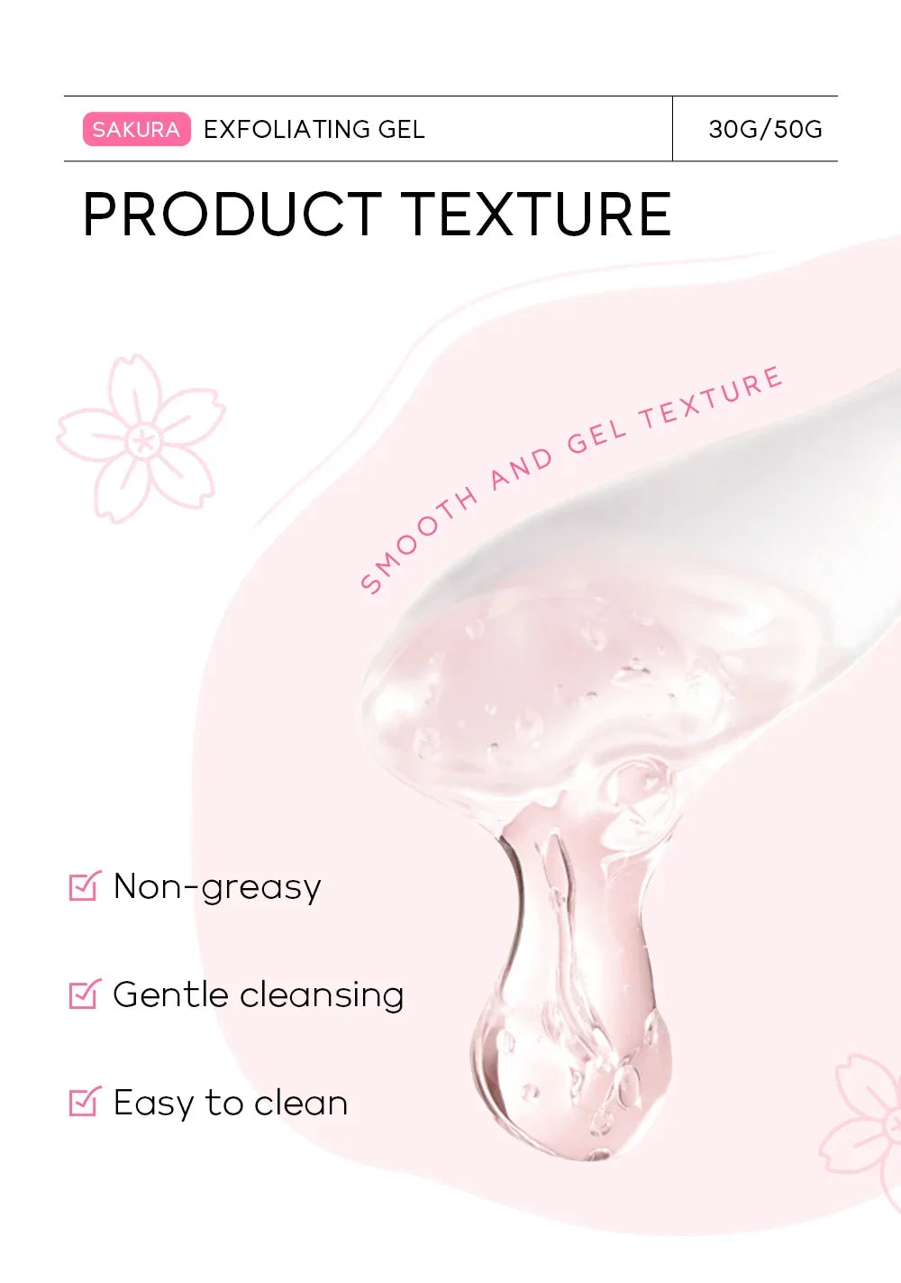 Sakura Exfoliating Peeling Gel | Smooth Face Scrub, 30g & 50g Tidesmit Scrubs Treatments Tidesmit