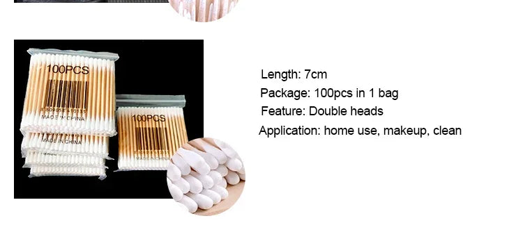 Double Head Cotton Swabs 500 Pcs for PMU Machines - Wood Sticks Permanent Makeup Machines Tidesmit