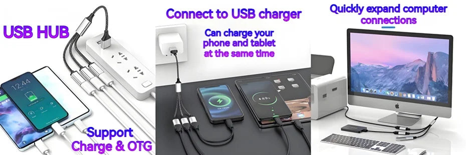 Wireless charging station with USB hub connections for charging and data, black and gray