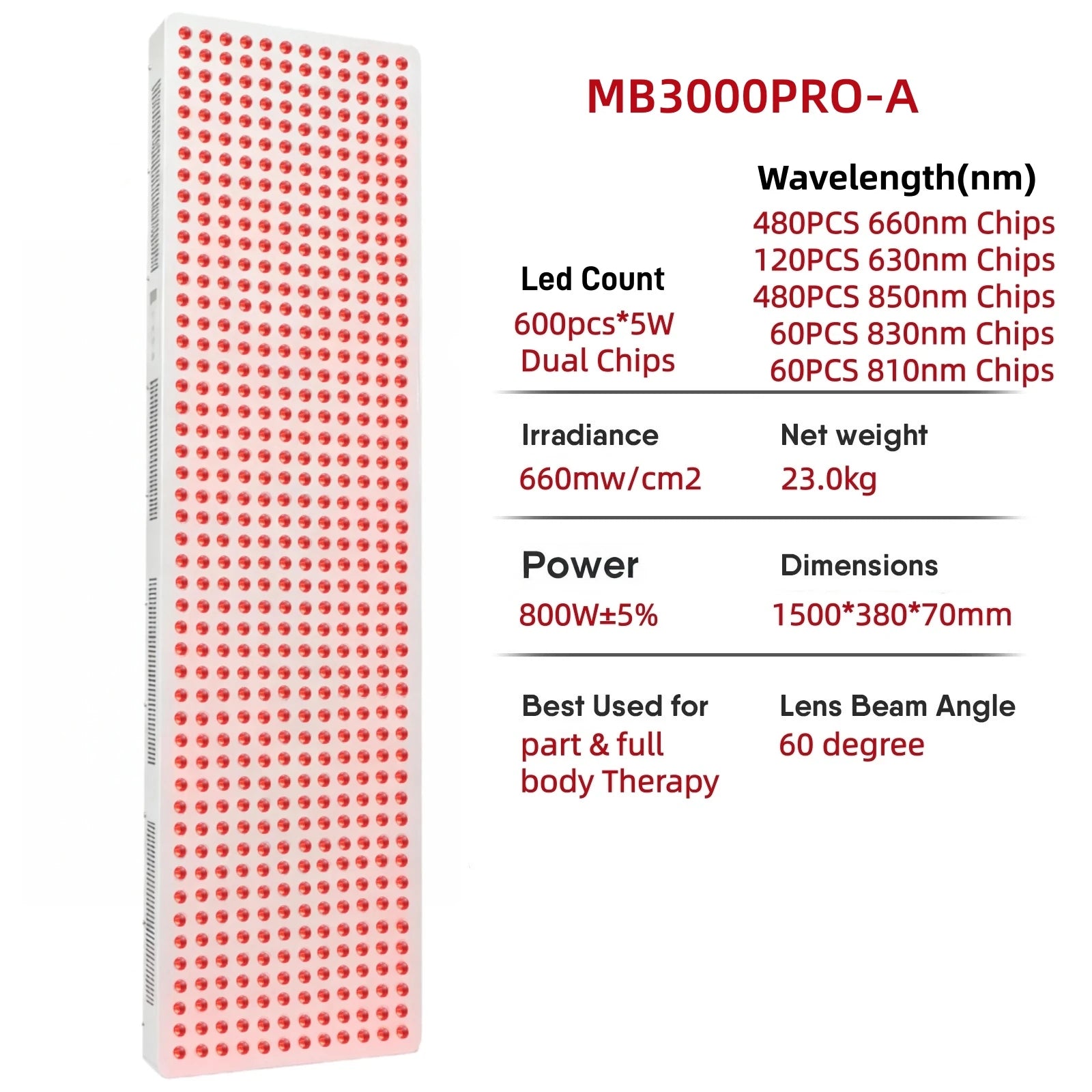Elite Grade Red Light Therapy Panel For Face Body Dual Chip 630nm 660nm Red 810nm 830nm 850nm Near Infrared LED Beauty Devices