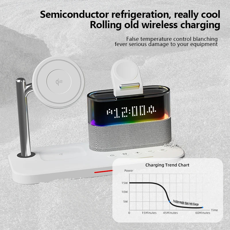 Qi2 Wireless Charger with Alarm Clock & RGB Light - Tidesmit Tidesmit