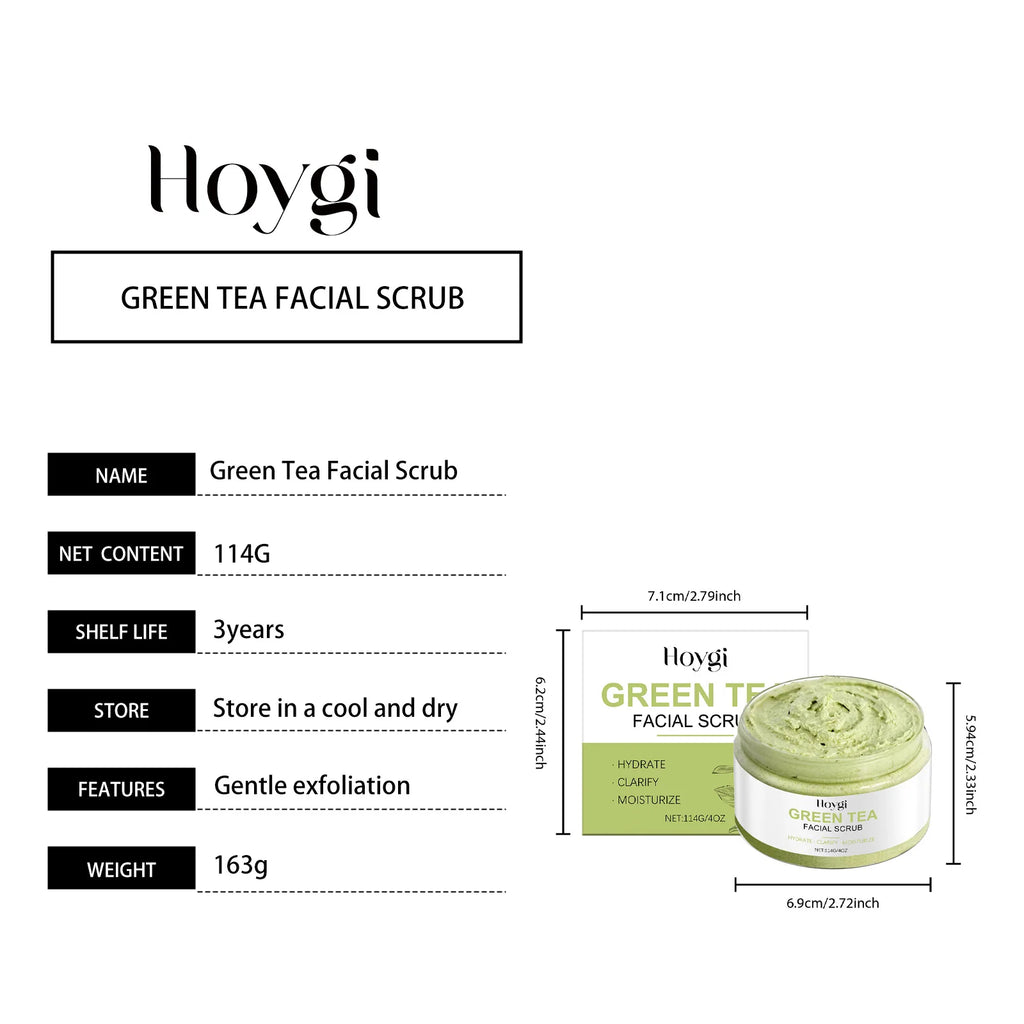 Green Tea Facial Scrub - Deep Pore Exfoliation - Natural Skin Care Scrubs Treatments Tidesmit