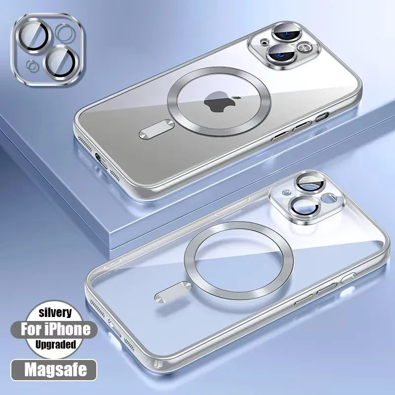 Magnetic iPhone 16 Case with Lens Protection - Slim Shock-Absorbing Cover Silver Tidesmit
