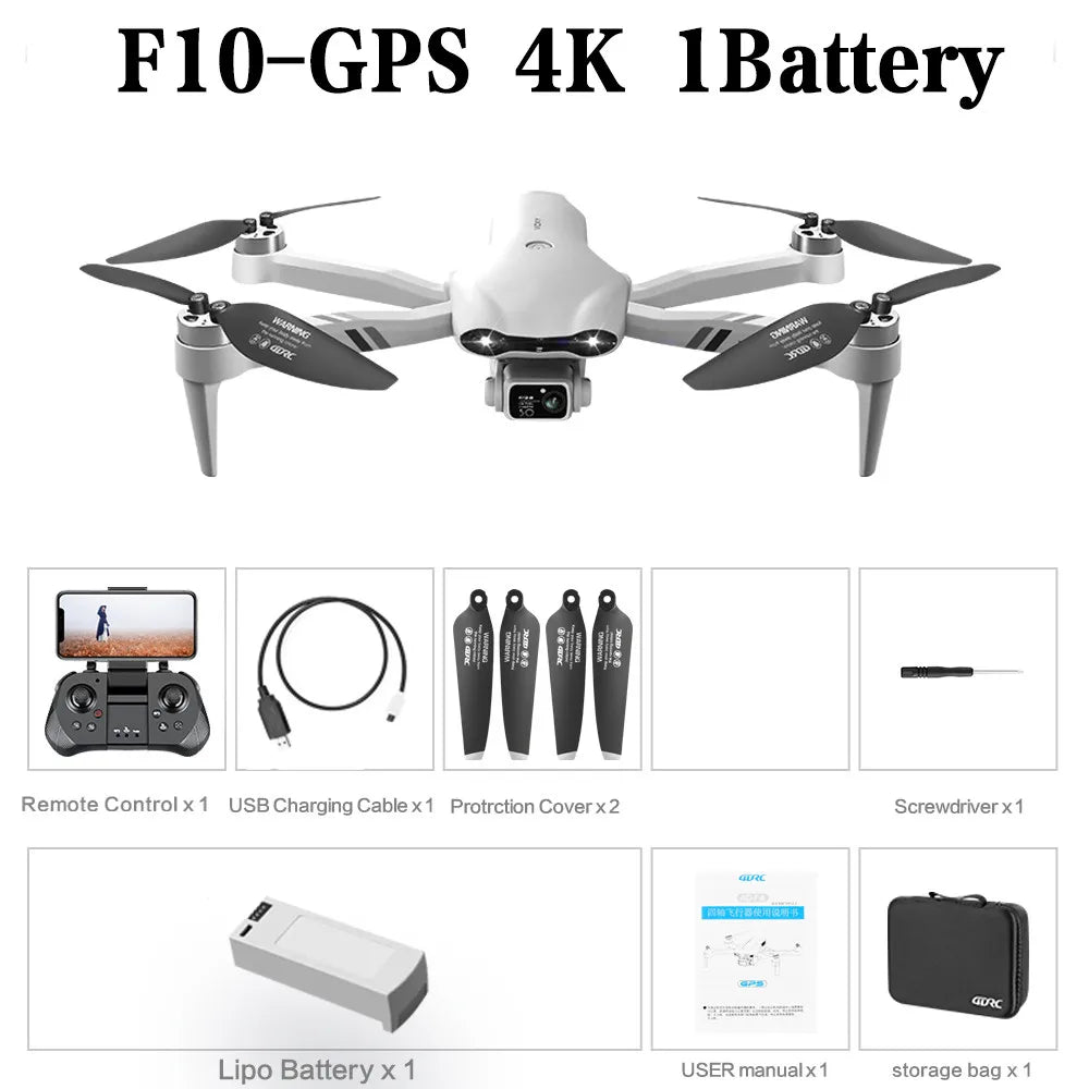 F10 GPS Camera Drone with 8K Dual Lens - Foldable Brushless Design F10-GPS-4K-1B Tidesmit