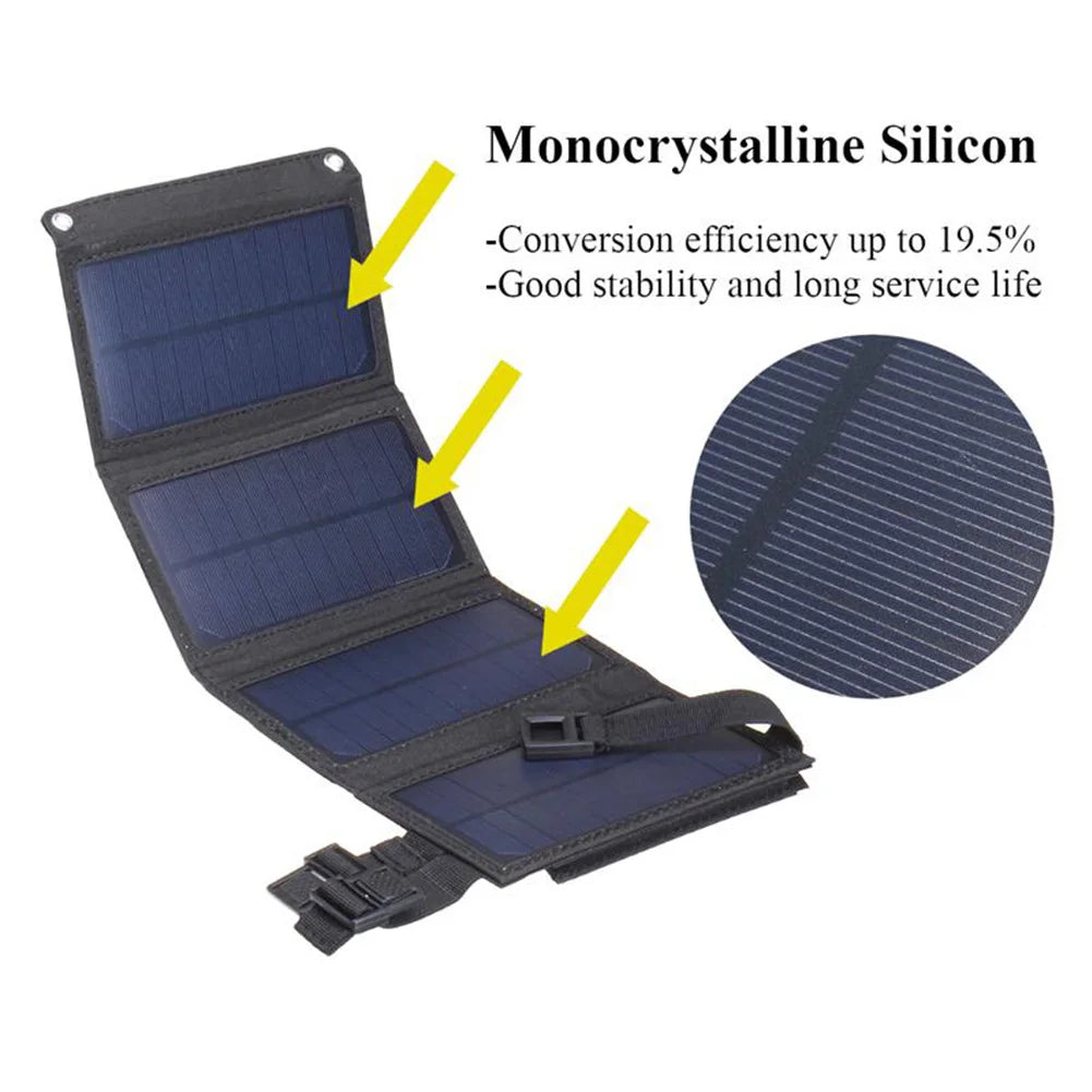 Solar panel 20W portable solar panel outdoor power supply solar mobile power bank power bank  4 folding and packaging