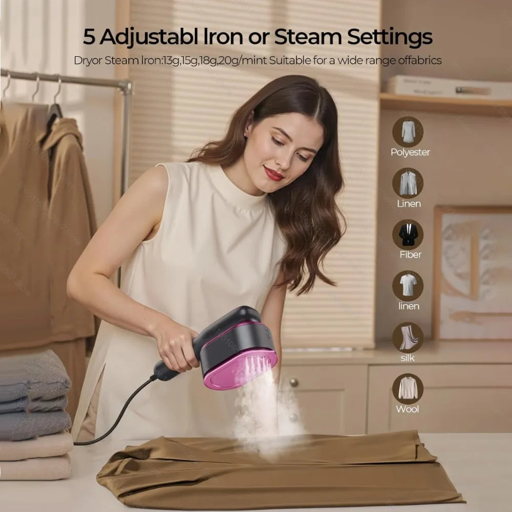 Tidesmit 1200W professional handheld garment steamer side angle showcasing portable heating head design