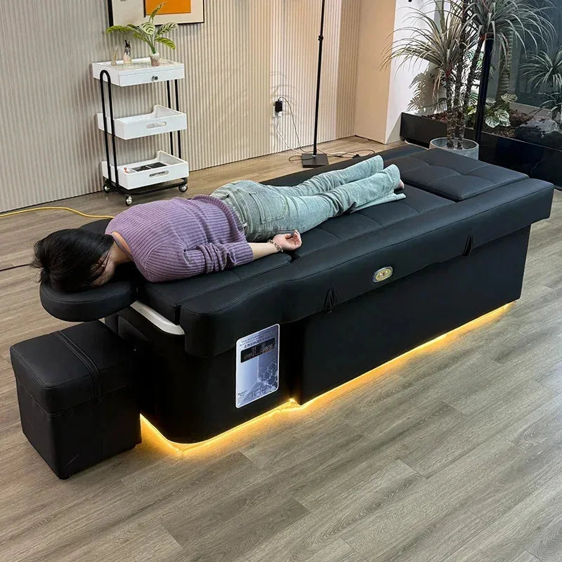 Massage Shampoo Bed with Foot Spa - Professional Black Spa Chair Massage Chairs Tidesmit