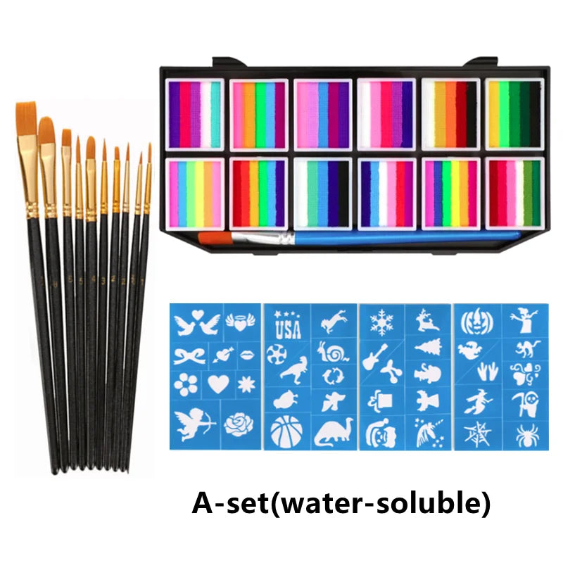 Tidesmit 12 color water-soluble face paint palette for Halloween cosplay makeup texture close-up