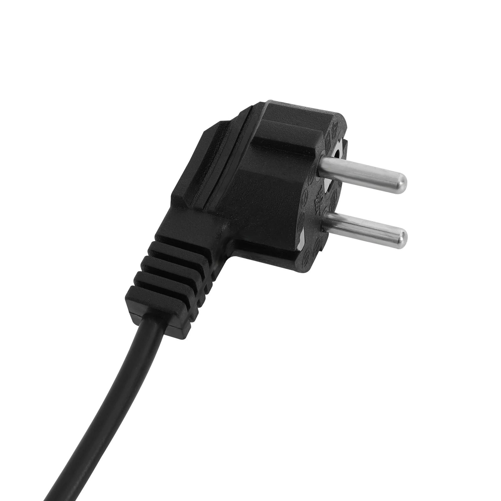 Black 2-pin European plug for 275W therapeutic heat lamp, heavy-duty power cord for muscle pain relief device.