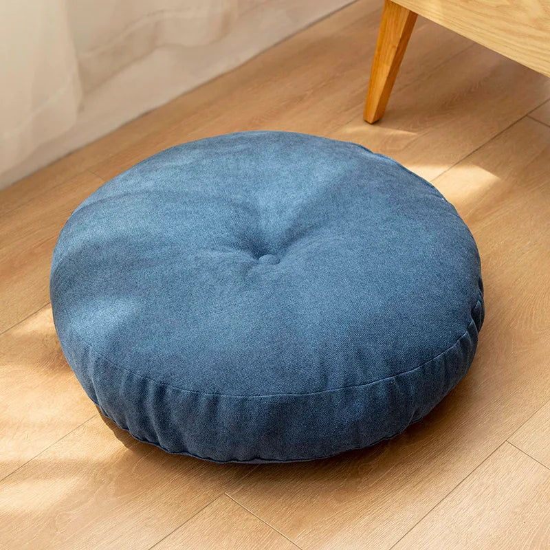 Floor Seat Cushion Thickened Meditation Chair Cushion Simple Japan Style Futon Round Cotton and Linen Tatami Balcony Cushions 방석
