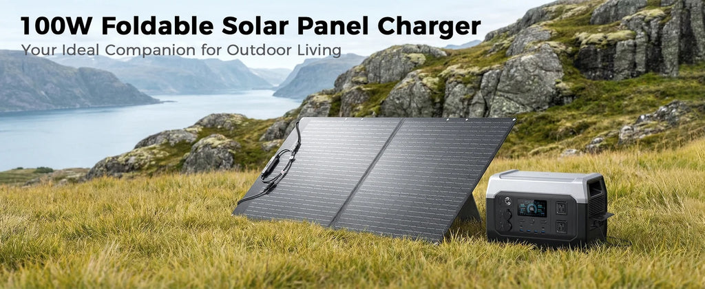 CTOLITY AP400 500W Solar Generator Portable Power Station Lifepo4 + SPC100-ETFE 100W ETFE Solar Panel Charger for Camping Power Bank Home