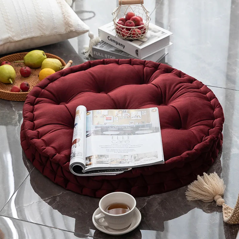 60x60cm Nordic Plain Velvet Tatami Round Cushion Pillow Thickened Winter Sofa Back Cushion Floor Meditation Cushion Futon Round
