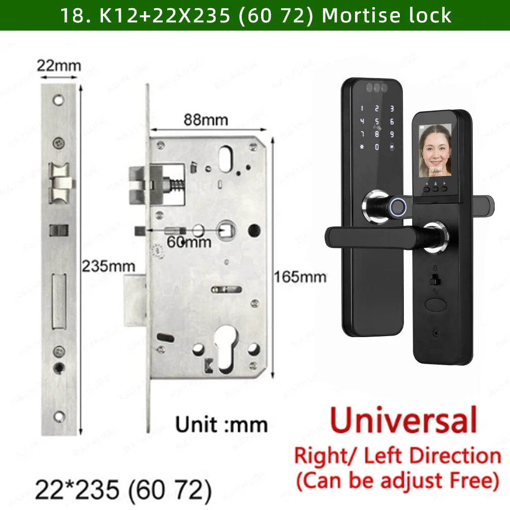 CDOK K12 Tuya WiFi smart door lock, remote unlocking, with cat-eye camera and face unlocking