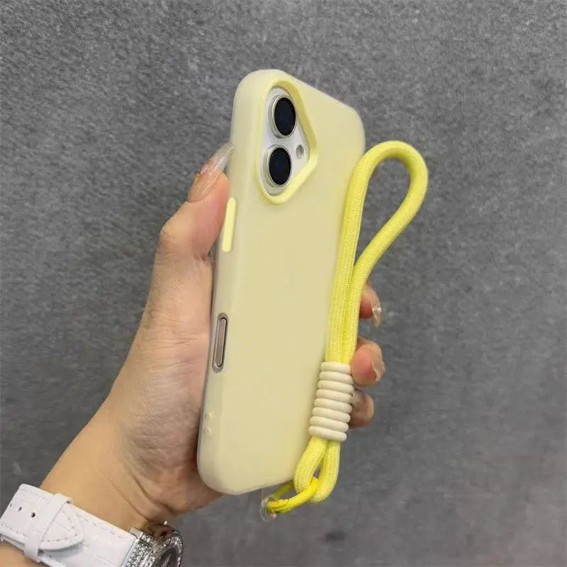 iPhone 15 Pro Max Matte Case with Wrist Strap - Slim Shock-Absorbing Cover Light cyan Tidesmit