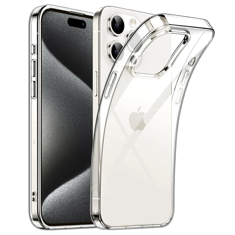 iPhone 15 Pro Max Transparent Black Slim Case - Shock-Absorbing Cover Clear Tidesmit