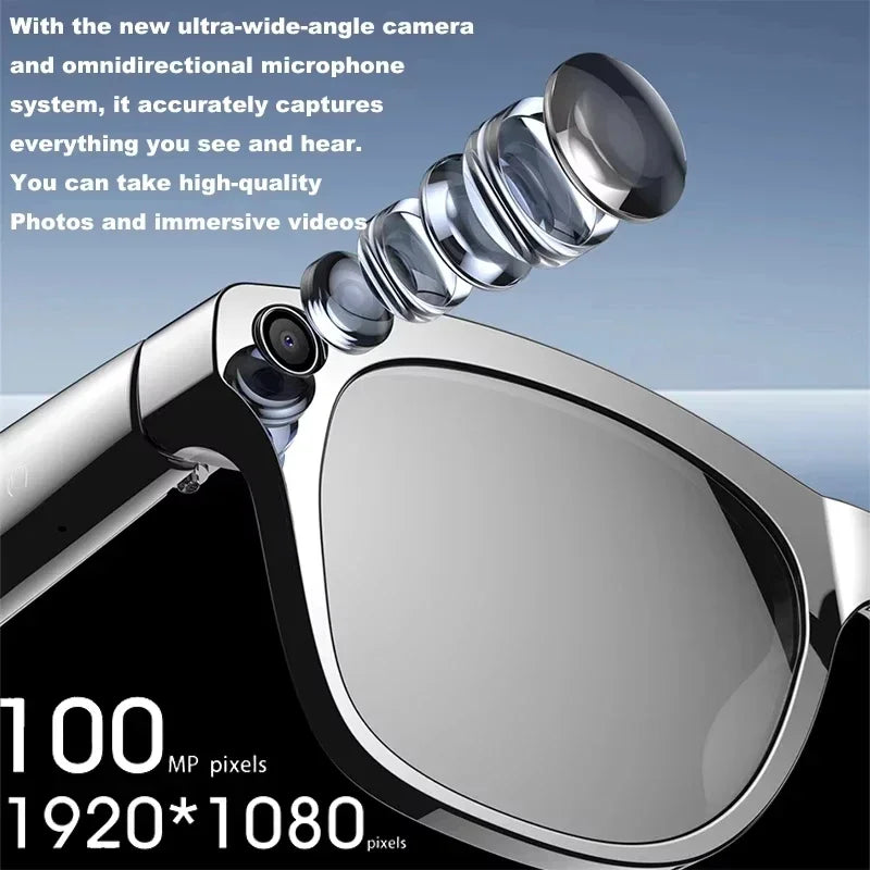 Smart Glasses with AI Camera and Voice Assistant - Black & White Tidesmit