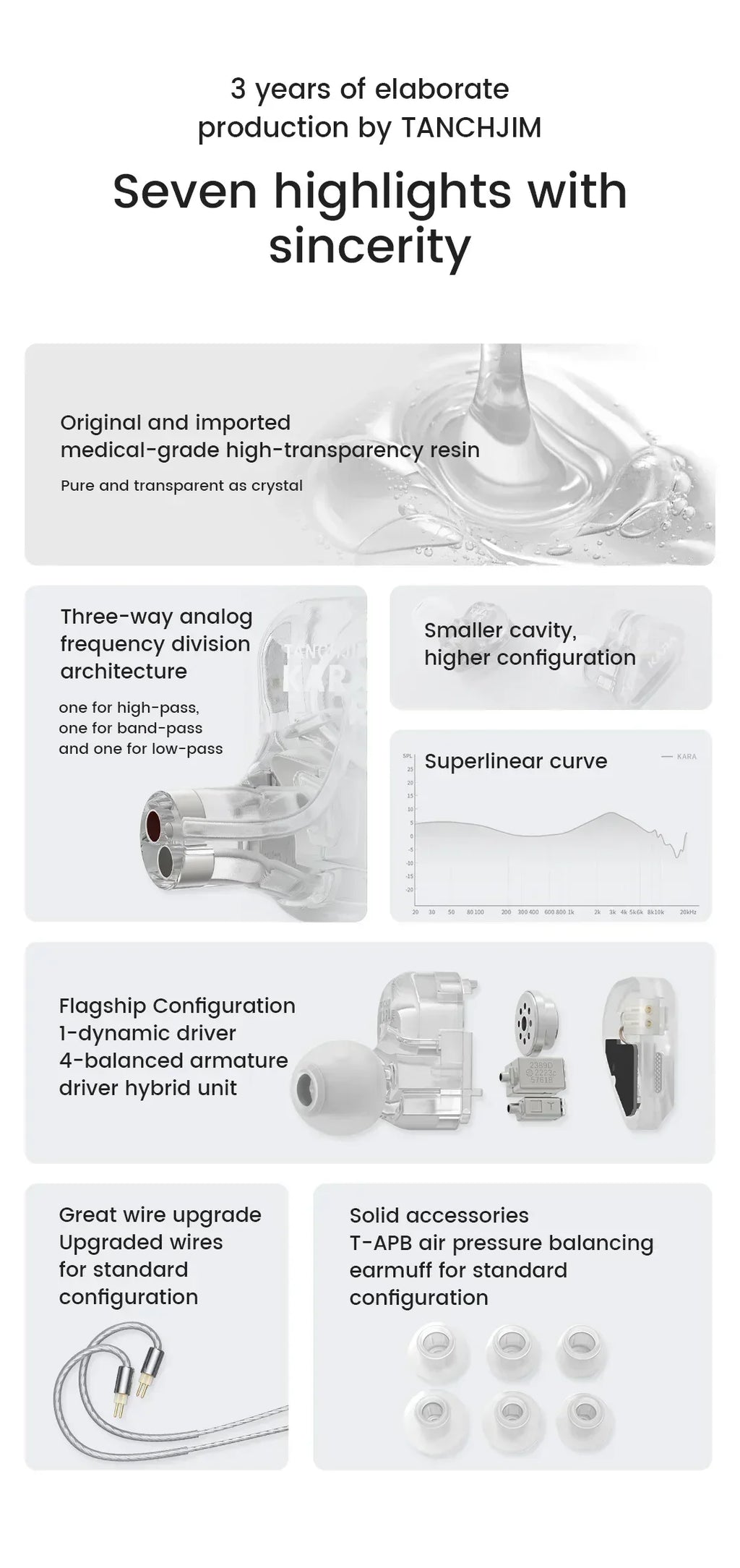 TANCHJIM Kara Hybrid In-Ear Monitors 1DD+4BA HiFi IEMs by Tidesmit Tidesmit