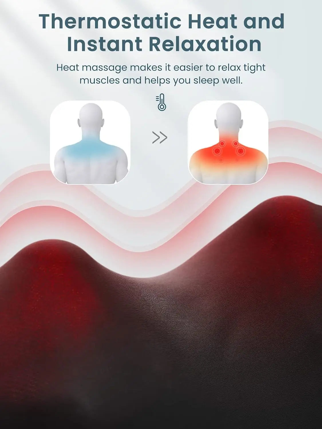 Shiatsu Neck and Shoulder Massager - Deep Tissue Heat Therapy Back Massage Instrument Tidesmit