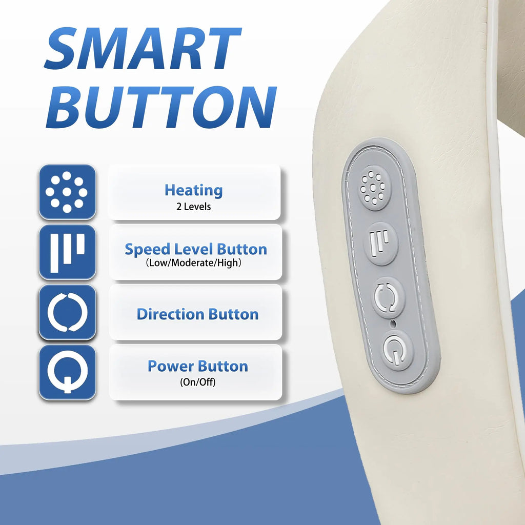 Shiatsu Neck Massager Cordless with Heat - Deep Tissue Relief GEN2 Relaxation Treatment Tidesmit